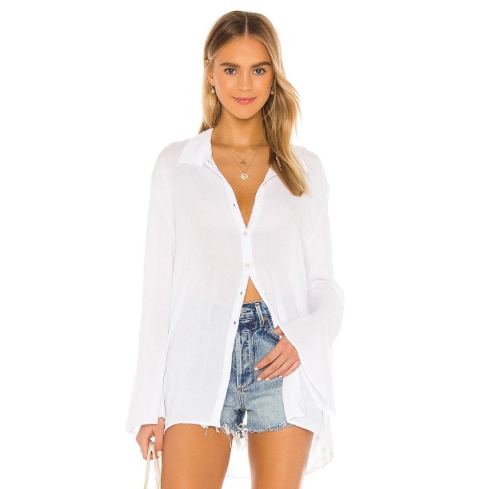 Lovers & Friends Whitney Beach Shirt Coconut White Button Down Size Medium NWT